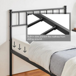 3Ft Single Metal Bed Frame Black Modern - thumbnail 3