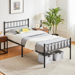 3Ft Single Metal Bed Frame Black Modern - thumbnail 1