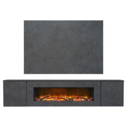 Acantha Orion Electric Floating Media Wall Suite With Tv Backboard In Slate Effect, 100 Inch - thumbnail 5