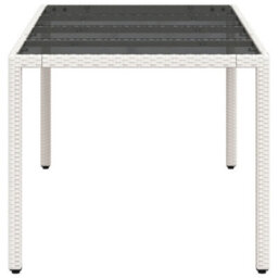 Berkfield Garden Table With Glass Top White 190X90X75 Cm Poly Rattan - thumbnail 6