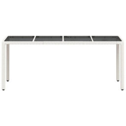 Berkfield Garden Table With Glass Top White 190X90X75 Cm Poly Rattan - thumbnail 5