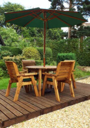 Charles Taylor Trading Four Seater Round Table Set With Cushions - W230 X D230 X H98 - Fully Assembled - Green - thumbnail 2