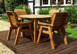 Charles Taylor Trading Four Seater Round Table Set With Cushions - W230 X D230 X H98 - Fully Assembled - Green - thumbnail 3