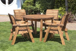 Charles Taylor Trading Four Seater Round Table Set With Cushions - W230 X D230 X H98 - Fully Assembled - Green - thumbnail 6