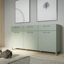Furniture To Go Sali 3 Door 3 Drawer Chest In Sage Green - thumbnail 6