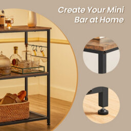 Ledrem Kitchen Island Shelf, Baker's Rack, Microwave Oven Stand, With Metal Frame, 3 Open Shelves, 6 Hooks - thumbnail 6