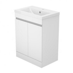 Sline 600mm Matte White Bathroom Vanity Unit  With Basin  Double Door Floor Standing Design Flat Packed - thumbnail 7
