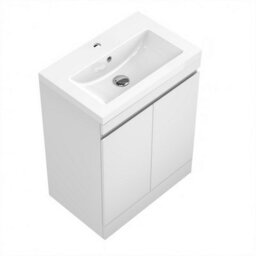 Sline 600mm Matte White Bathroom Vanity Unit  With Basin  Double Door Floor Standing Design Flat Packed - thumbnail 5