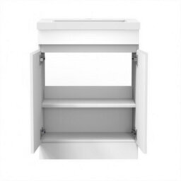 Sline 600mm Matte White Bathroom Vanity Unit  With Basin  Double Door Floor Standing Design Flat Packed - thumbnail 4