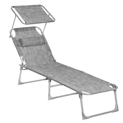 Songmics Sun Lounger, Deck Chair Folding, , 193 X 53 X 29 Cm, Max. Load 150 Kg, With Sunshade Headrest Adjustable Backrest - image 1