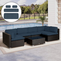 Outsunny Garden Rattan Sofa Set Polyester Cover Replacement No Cushion Blue - thumbnail 1