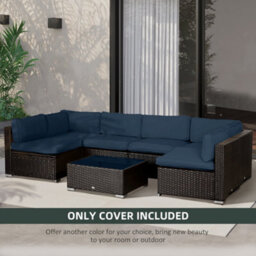 Outsunny Garden Rattan Sofa Set Polyester Cover Replacement No Cushion Blue - thumbnail 6