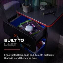 X Rocker Carbon-Tek Led Bedside Side Table With Wireless Charging And Drawer - Grey / Blue Rgb - thumbnail 6