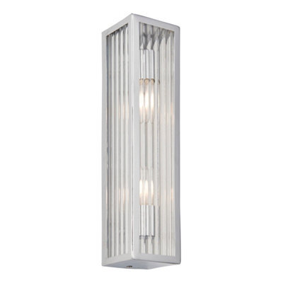 Bubly Bathrooms Newham Chrome Clear Ribbed Glass Wall Light Dimmable Ip44 G9 Led Compatible Bulb Not Included - image 1