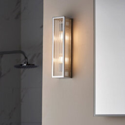 Bubly Bathrooms Newham Chrome Clear Ribbed Glass Wall Light Dimmable Ip44 G9 Led Compatible Bulb Not Included - thumbnail 4