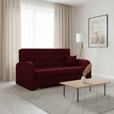 Viva Gold Iii Sofa Bed With Storage Freestanding Upholstered Back Wooden Frame Size 153X98X85Cm Claret - image 1