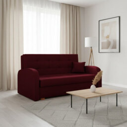 Viva Gold Iii Sofa Bed With Storage Freestanding Upholstered Back Wooden Frame Size 153X98X85Cm Claret
