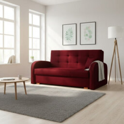 Viva Gold Iii Sofa Bed With Storage Freestanding Upholstered Back Wooden Frame Size 153X98X85Cm Claret - thumbnail 2