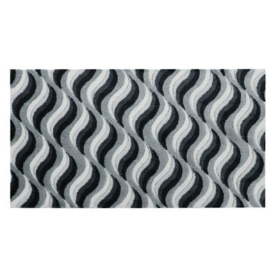 JVL Solemate Hand Carved Wave Door Mat, 57 X 100 Cm - image 1