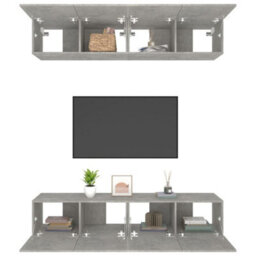 Berkfield Tv Cabinets 4 Pcs Concrete Grey 80X30X30 Cm Engineered Wood - thumbnail 5
