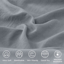 Bedlooms Silver Cotton Duvet Cover Set, Breathable & Anti-Allergic Bedding Pack, King 230X220Cm - thumbnail 4