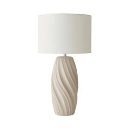 Valuelights Lydia Natural Linen Drum Lamp Shade Tall Swirl Matte Natural Table Lamp - thumbnail 7