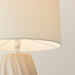 Valuelights Lydia Natural Linen Drum Lamp Shade Tall Swirl Matte Natural Table Lamp - thumbnail 4