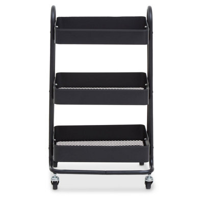Orsina Three Tier Black Trolley, Swift Mobility Of Drinks Trolley, Lightweight And Compact Storage Garden Trolley - image 1