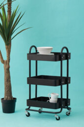 Orsina Three Tier Black Trolley, Swift Mobility Of Drinks Trolley, Lightweight And Compact Storage Garden Trolley - thumbnail 4