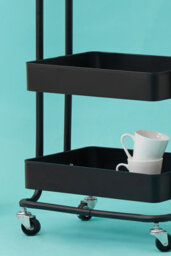 Orsina Three Tier Black Trolley, Swift Mobility Of Drinks Trolley, Lightweight And Compact Storage Garden Trolley - thumbnail 2