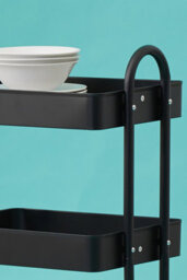 Orsina Three Tier Black Trolley, Swift Mobility Of Drinks Trolley, Lightweight And Compact Storage Garden Trolley - thumbnail 3