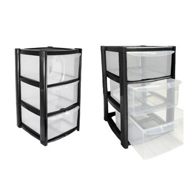 3 Large Drawer Plastic Tower Storage For School Office Home Desk Storage - image 1