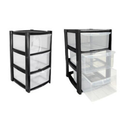 3 Large Drawer Plastic Tower Storage For School Office Home Desk Storage - thumbnail 1