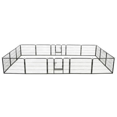 Walplus Black Dog Playpen 16 Panels Steel 60X80 Cm - Indoor Outdoor Kennel - image 1