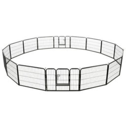Walplus Black Dog Playpen 16 Panels Steel 60X80 Cm - Indoor Outdoor Kennel - thumbnail 4