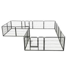 Walplus Black Dog Playpen 16 Panels Steel 60X80 Cm - Indoor Outdoor Kennel - thumbnail 3