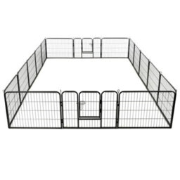 Walplus Black Dog Playpen 16 Panels Steel 60X80 Cm - Indoor Outdoor Kennel - thumbnail 5