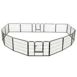 Walplus Black Dog Playpen 16 Panels Steel 60X80 Cm - Indoor Outdoor Kennel - thumbnail 2