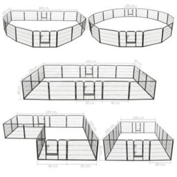 Walplus Black Dog Playpen 16 Panels Steel 60X80 Cm - Indoor Outdoor Kennel - thumbnail 8