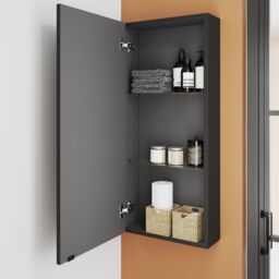 GoodHome Imandra Matt Black Bathroom Single Wall Cabinet (H)90Cm (W)40Cm - thumbnail 4