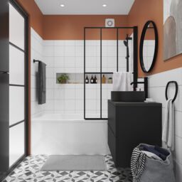 GoodHome Imandra Matt Black Bathroom Single Wall Cabinet (H)90Cm (W)40Cm - thumbnail 6
