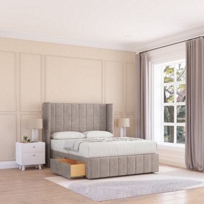 "Sloomy Melbourne Plush Memory Foam Bed Set ,no Drawers, Mattress & 54"" Wingback Headboard With 12"" Footboard - Small Double" - image 1