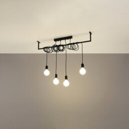 Sollux Lighting Salamanca Fabric & Steel Black 4 Light Classic Chandelier - thumbnail 2
