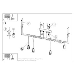 Sollux Lighting Salamanca Fabric & Steel Black 4 Light Classic Chandelier - thumbnail 5