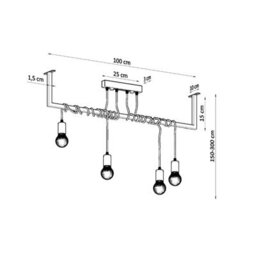 Sollux Lighting Salamanca Fabric & Steel Black 4 Light Classic Chandelier - thumbnail 4