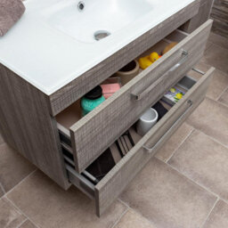 Plum&clay Novela Grey Wood Wall Hung Vanity Unit With Glass Basin (W)800mm - thumbnail 3