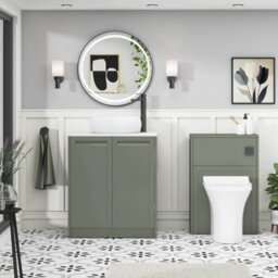 Royal Bathrooms Royal Bathroom Elmore 700mm Matt Green Freestanding Countertop Bathroom Vanity Unit 2 Door With Milan Basin - thumbnail 5