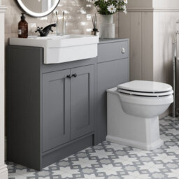 Affine 1120mm Traditional Vanity Basin Unit & Btw Toilet Combi Bathroom Furniture Grey - thumbnail 3