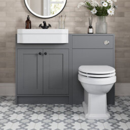 Affine 1120mm Traditional Vanity Basin Unit & Btw Toilet Combi Bathroom Furniture Grey - thumbnail 1
