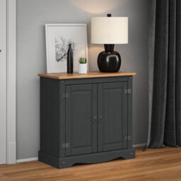 Mercers Furniture Corona Charcoal 2 Door Cupboard Sideboard Solid Wood Pine Wooden Painted Dark Grey